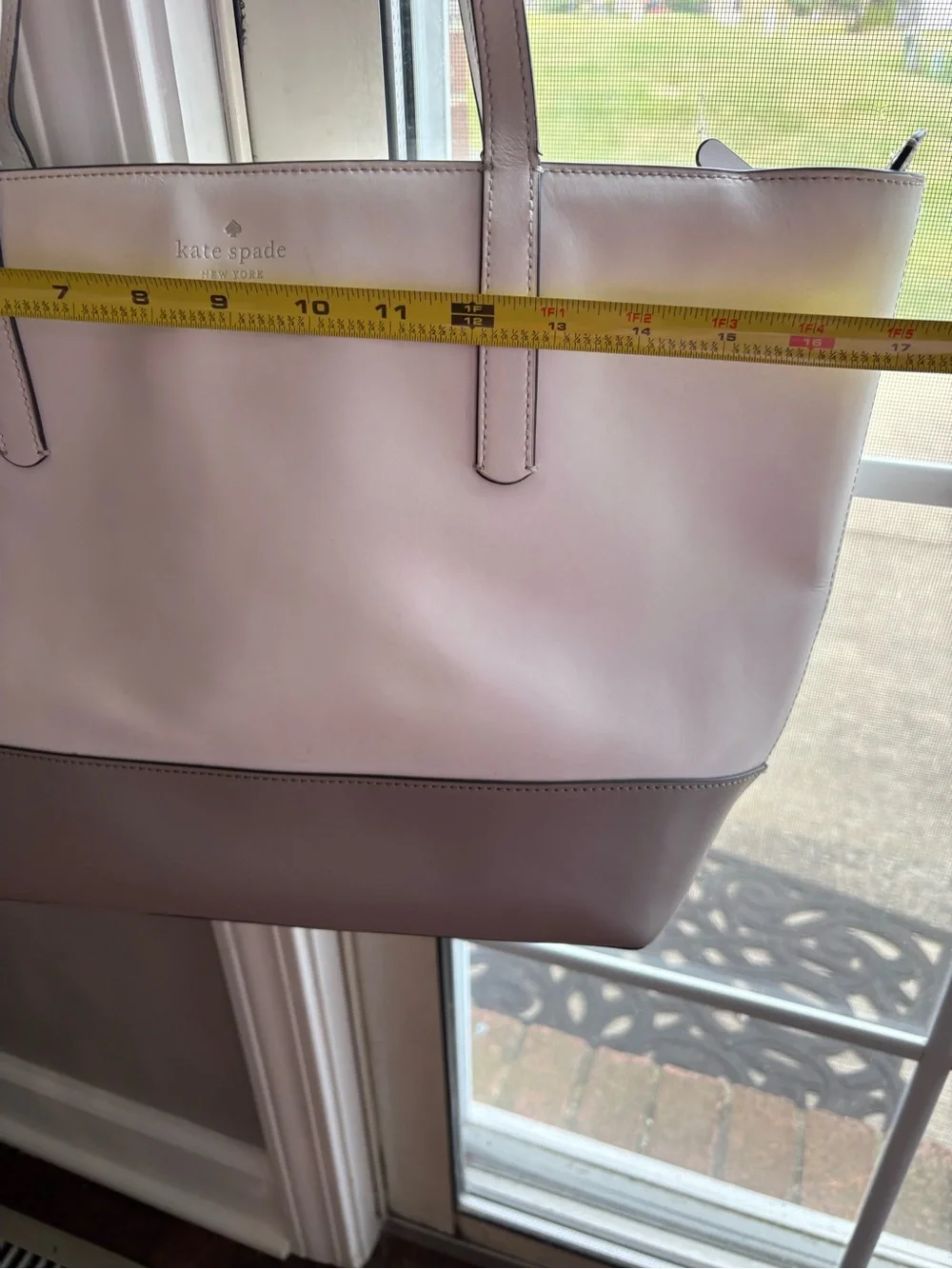 kate spade Two-Tone White and Taupe Leather Tote Bag